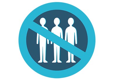 Graphic image showing outline of three people with a no symbol over them.