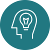 Icon of a head with a lightbulb inside.
