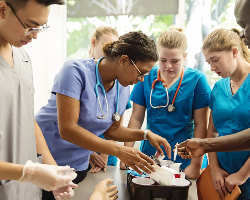 student-group-of-young-nurses-learning group of new to profession nurses learning