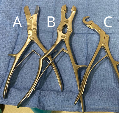 Bone cutter forceps, Sauerbruch rongeur, rib shears, thoracic instrumentation