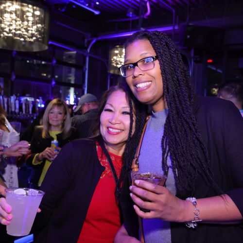 Found-party Two women embrace at Foundation party