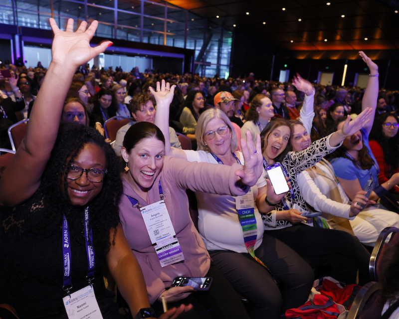 A crowd of excited and smiling AORN Expo attendees.