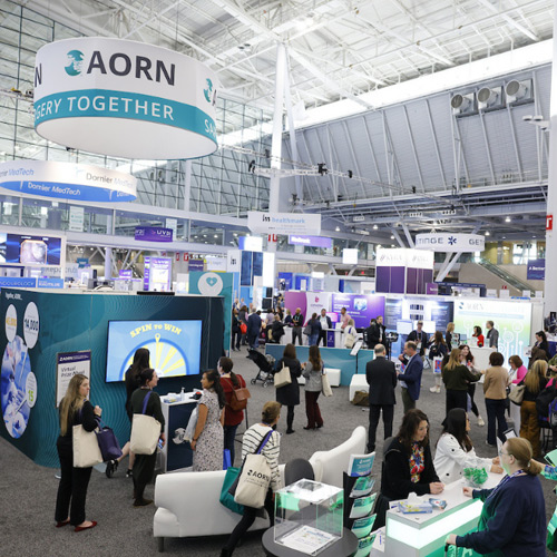 aorn-central AORN Central stands strong with a prize wheel and staff to answer questions.