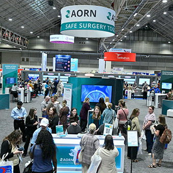 Expo attendees walking through hall